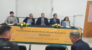 Project kick-off meeting during World Wetlands Day meeting with representatives from the National Agency of Waters and Forests (ANEF), national ministries, AFD, and other international and national organizations