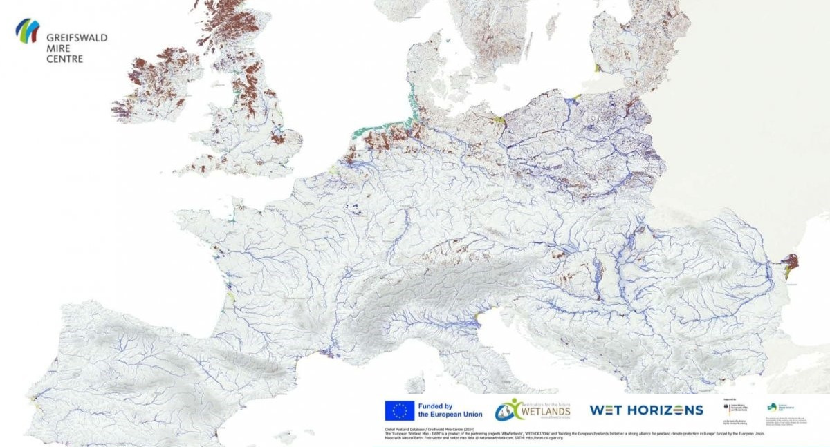 European Wetland Map (cropped) - mapping the wetlands across the continent of Europe
